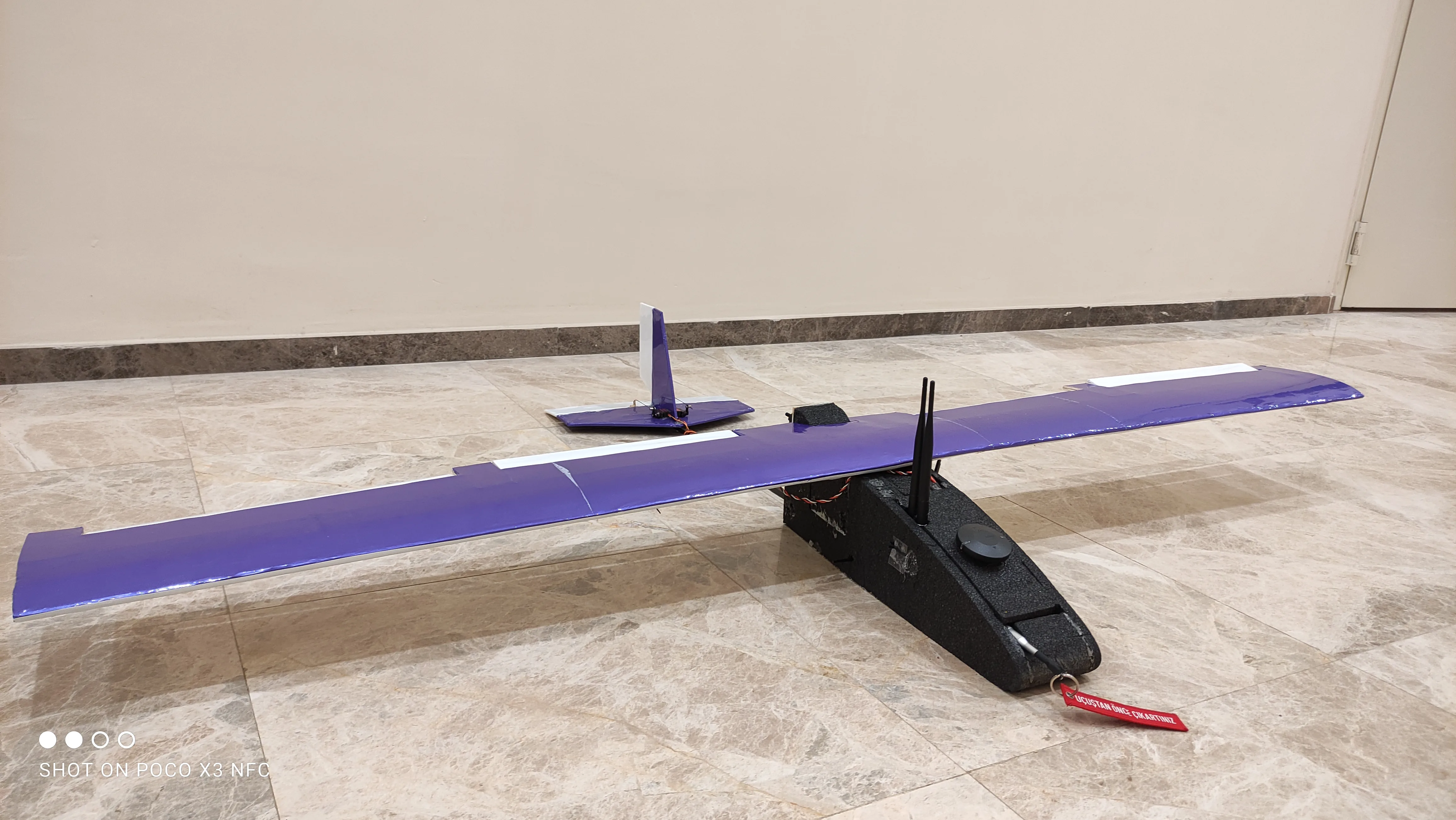 // assembled fixed-wing UAV prototype